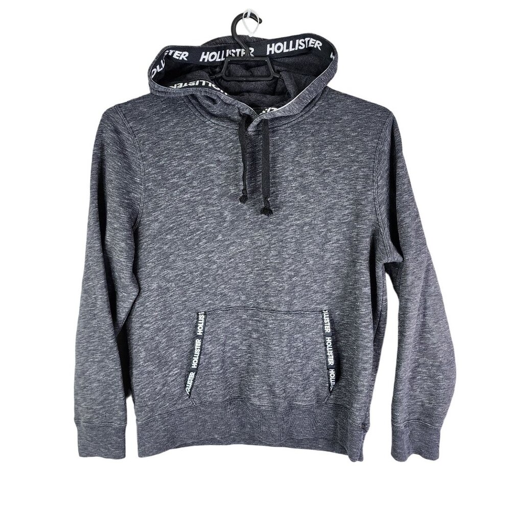 Mens Heather Gray Hollister Drawstring Hooded Sweatshirt Long Sleeve Size XL